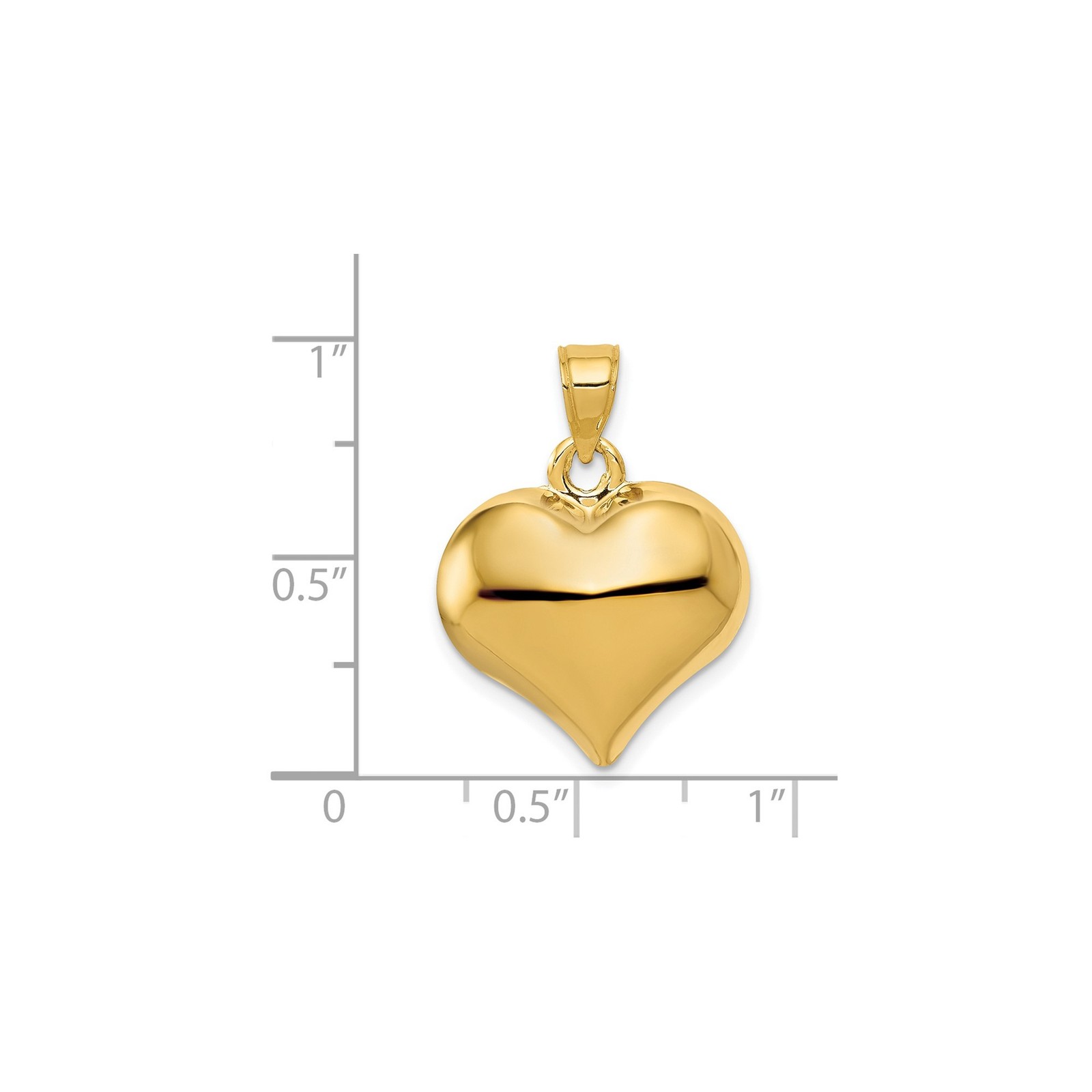 14k Yellow Gold Polished Heart Pendant Charm for Women Anniversary Jewelry