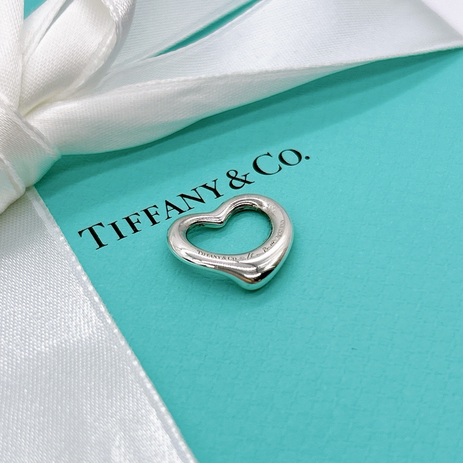 Tiffany & Co. Open Heart Elsa Peretti 16mm Charm Only Pendant Top Silver 925 W/P