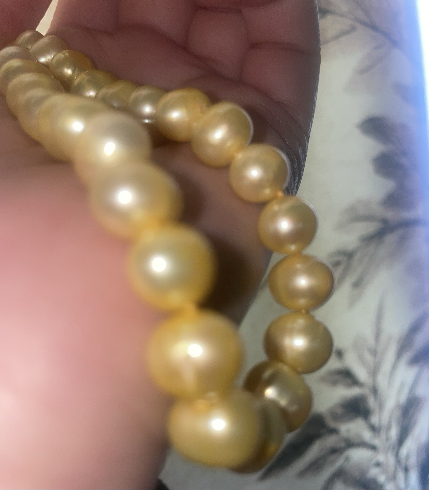 Natural Golden South Sea Pearl Necklace 14k Clasp 10-12mm 15”AAAA