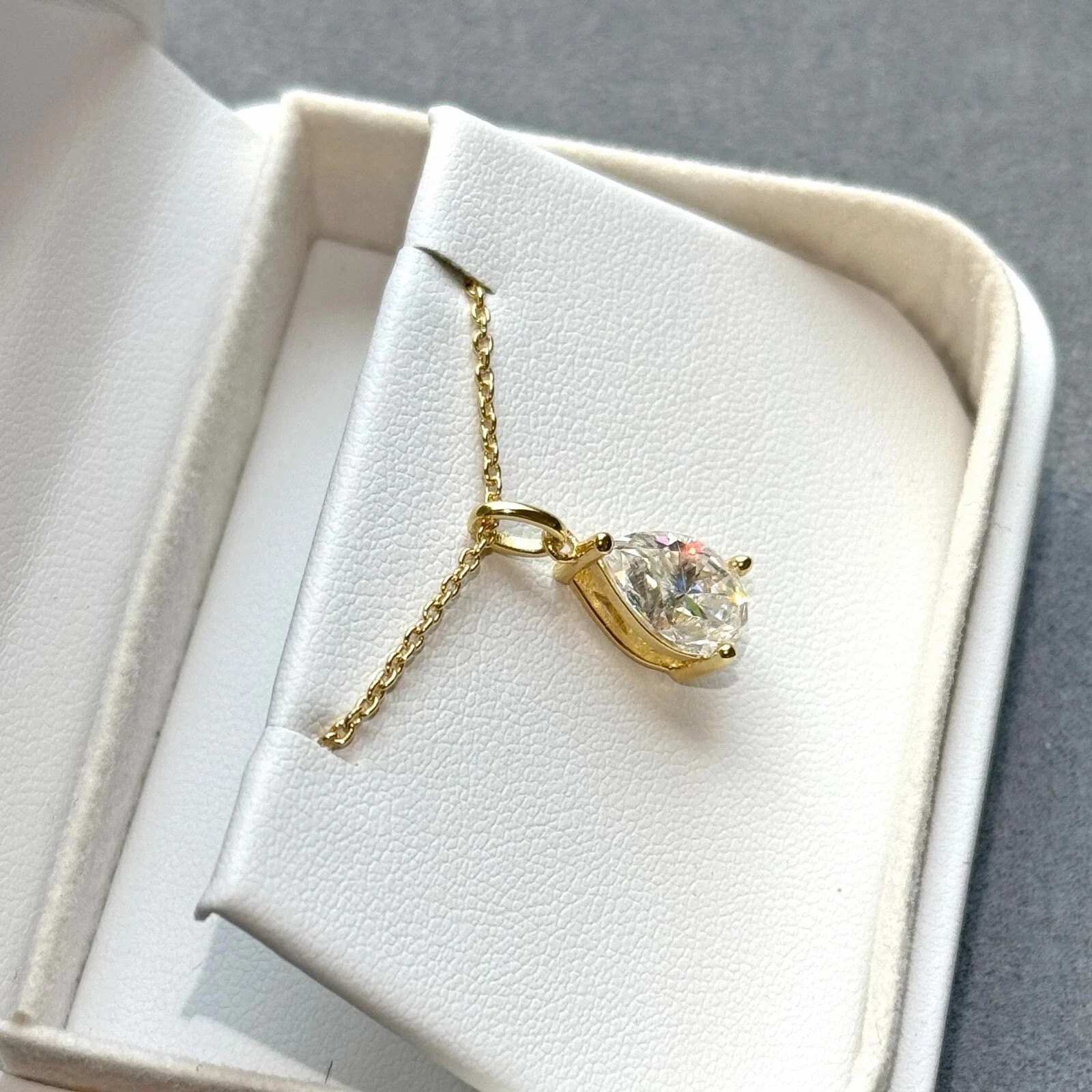 2Ct Pear Cut Lab-Created Diamond Solitaire Pendant 14K Yellow Gold Finish