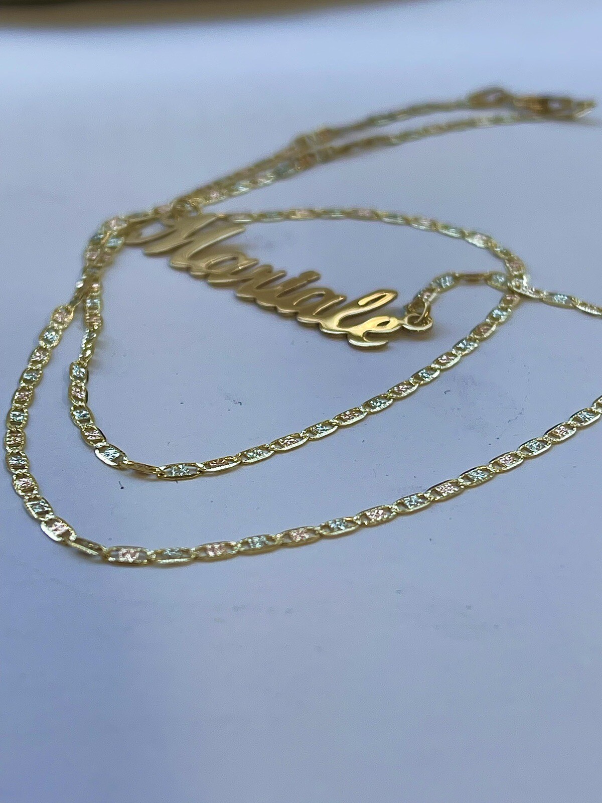 14K Solid Gold personalized Custom Name Necklace with Valentino Necklace