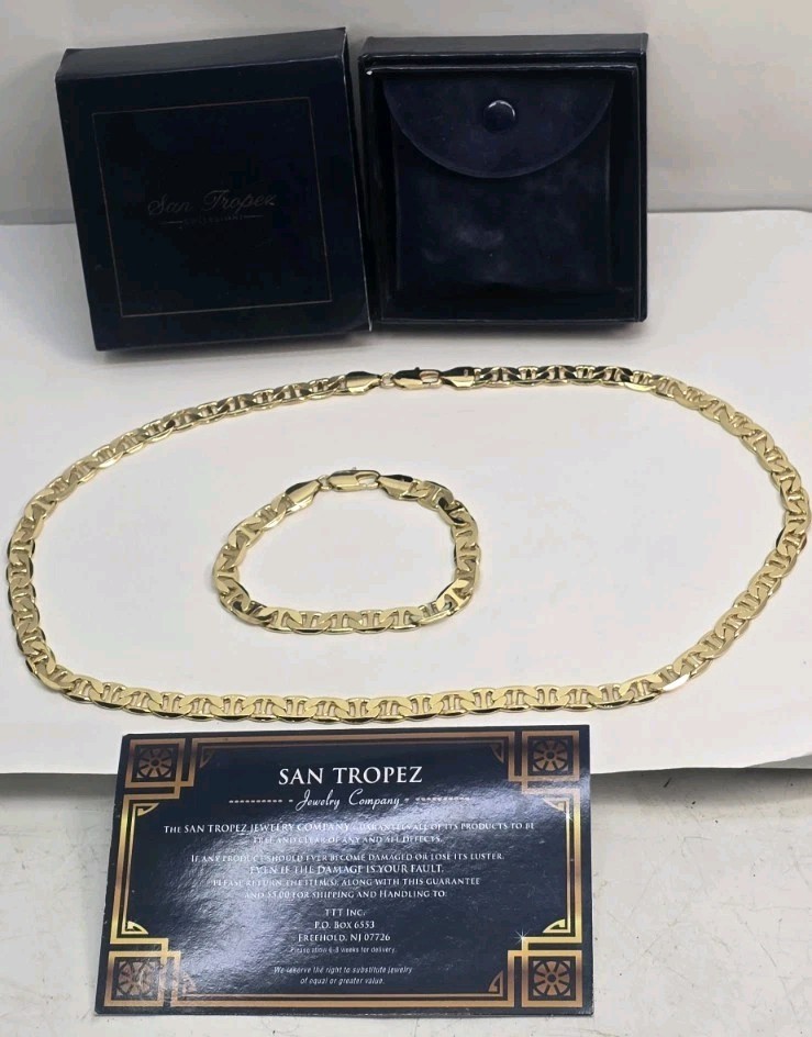San Tropez Collizioni Jewelry Collection. 14k Gold Plated Necklace And Bracelet