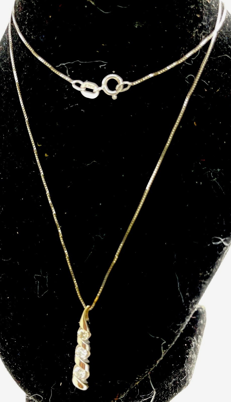14K Italy White Gold 1 Ct Tw Diamond Drop Pendant Necklace 2.33g approx