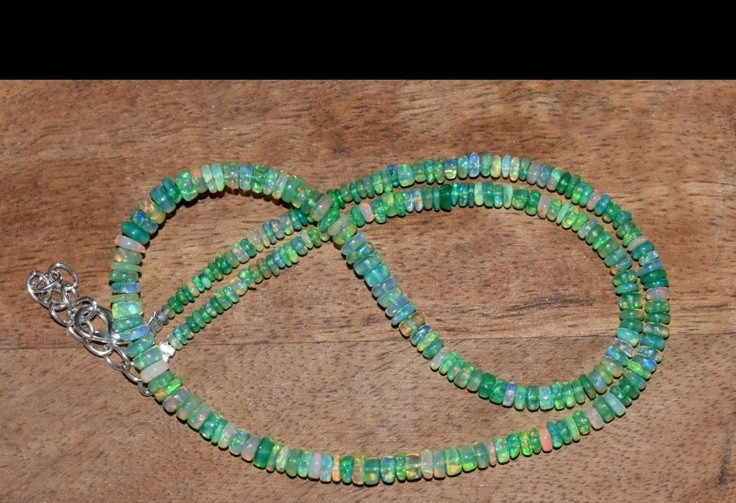 20 inch Natural Ethiopian Opal Wello Fire 3-5MM Opal Gemstone Beads Necklace