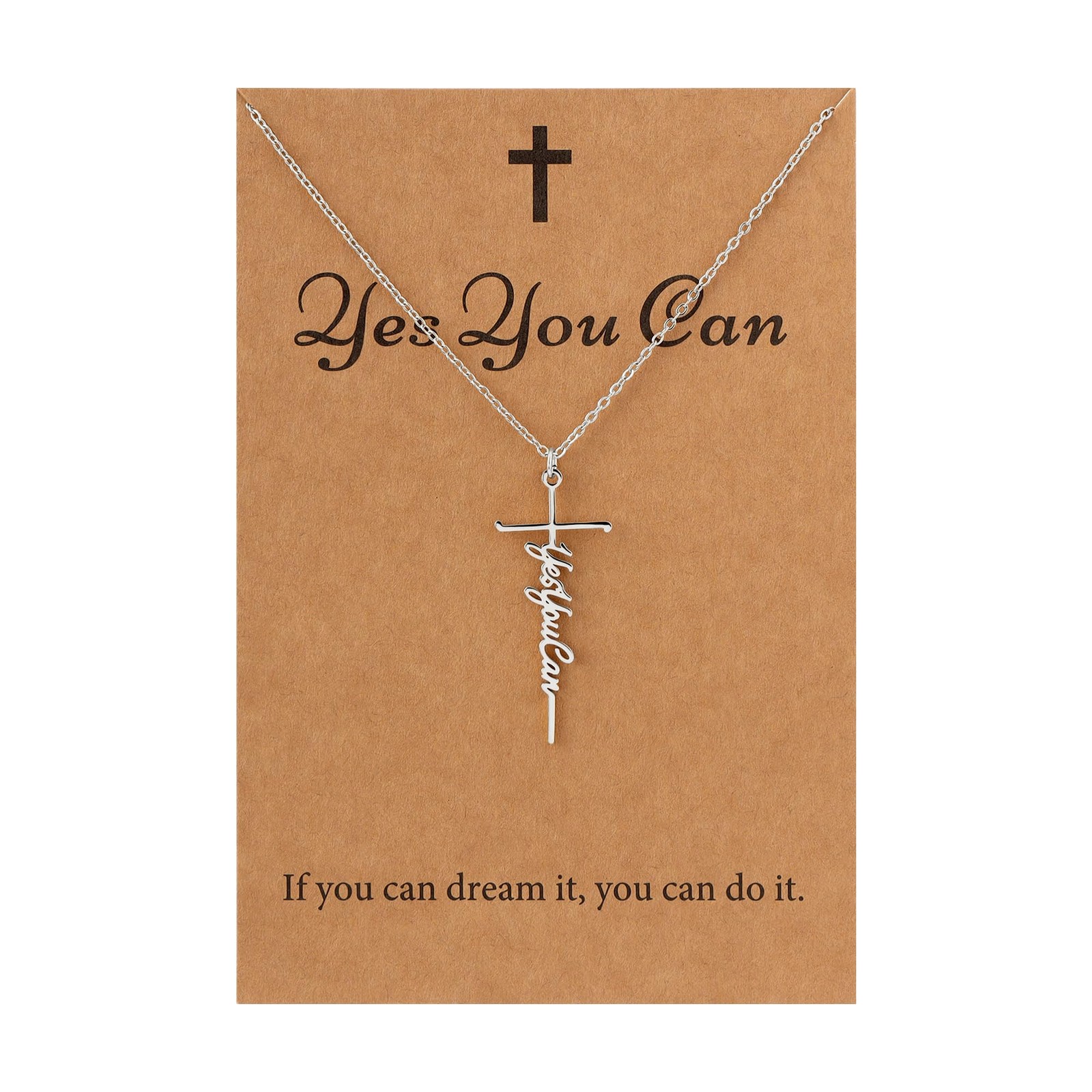 Yes You Can Necklace for Women, Faith Warrior Bestie Grace Hope Family Necklaces