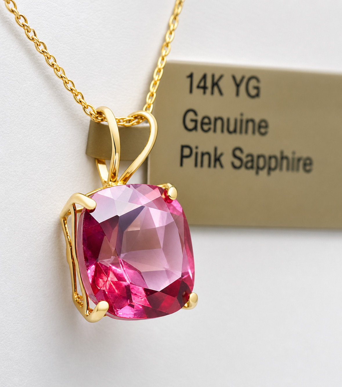 GENUINE 3.85 Cts PINK SAPPHIRE PENDANT SOLID 14k GOLD – FREE APPRAISAL – NWT