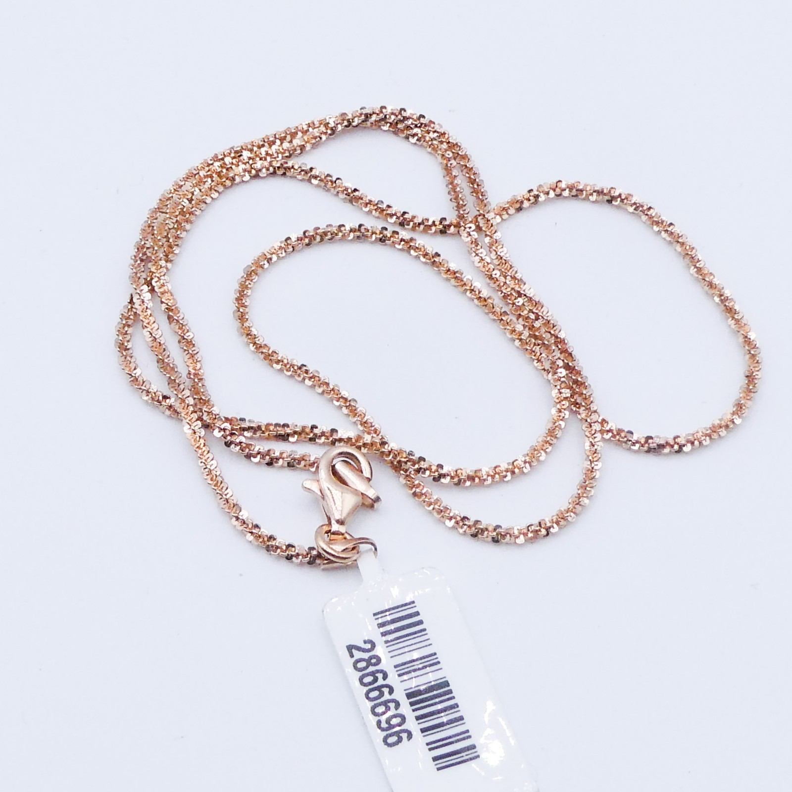 Rose Gold Over Sterling Silver Twisted Confetti 24″ Chain Necklace Stackable