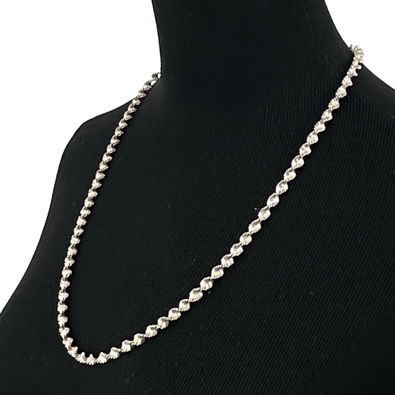 TWISTED HERRINGBONE chain necklace – 26″ sterling silver 6mm diamond-cut 28.8g