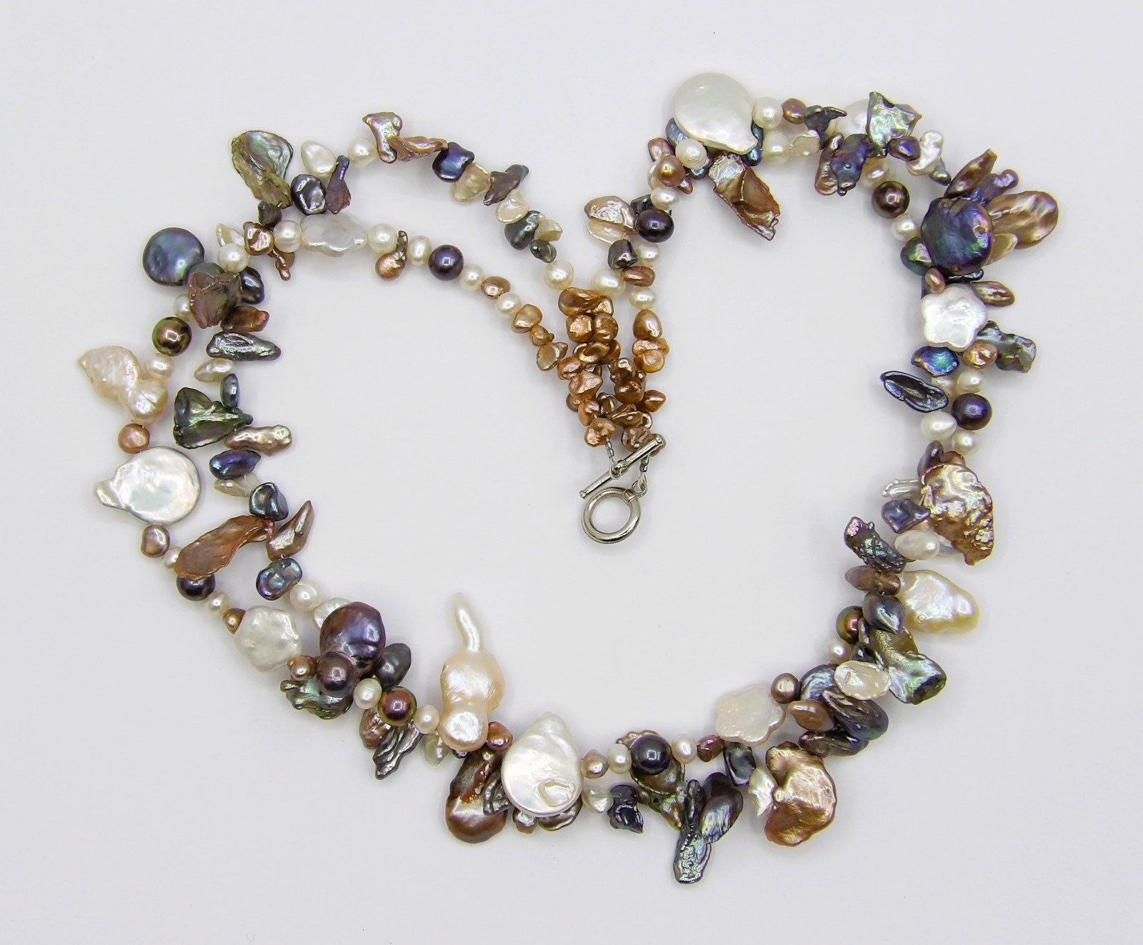 19.5 inches long Multicolor Mix shapes Genuine Freshwater Pearl Necklace NK957