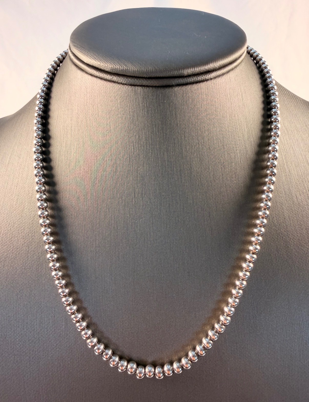 FAS 925 Italy Sterling Silver 4mm Ball Bead, 18″ Necklace – 19 Grams