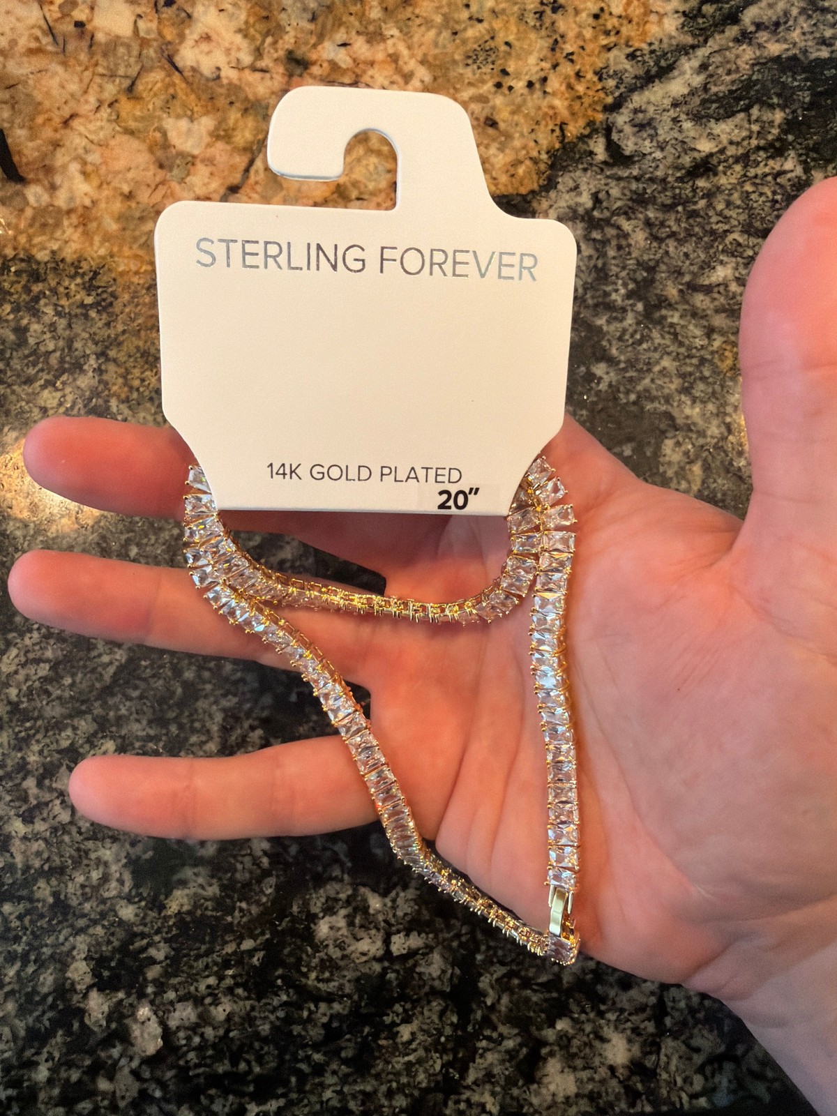 Sterling Forever Womens 14K Gold Plated CZ Tennis Necklace 20 Inch