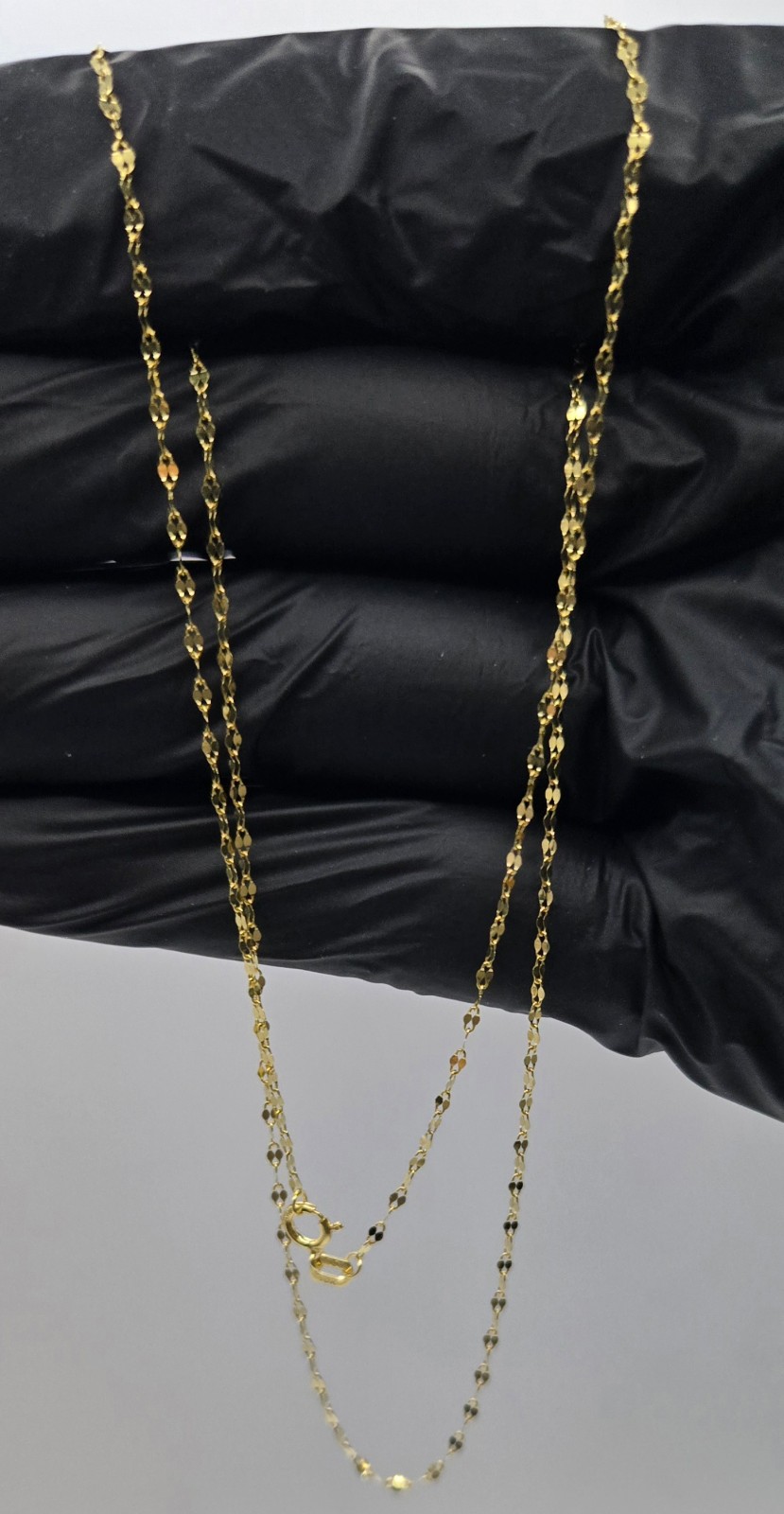 New Solid 10k Yellow Gold Mirror Link 1.5mm 24inch Chain Necklace, Italy