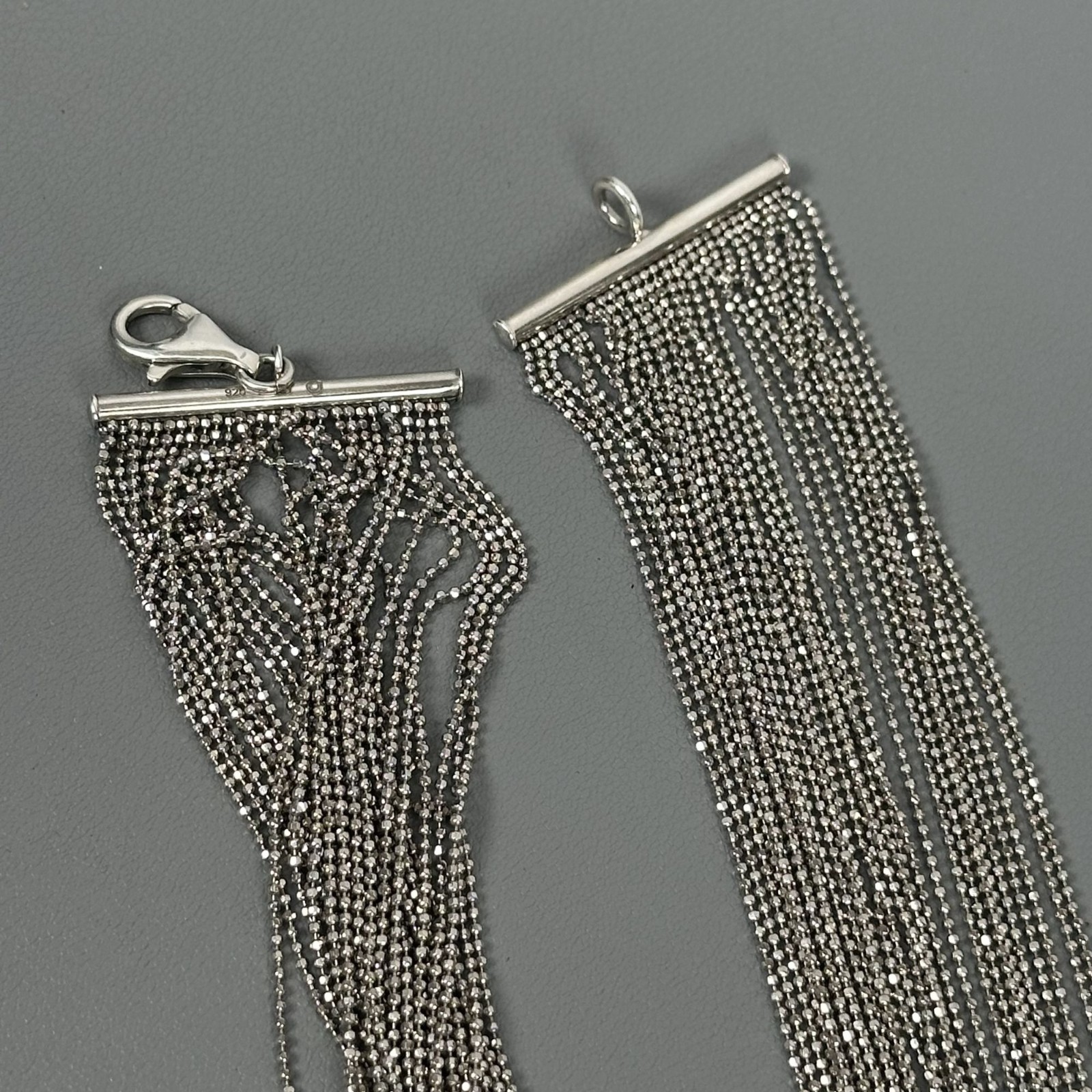 Gabrielle Bruni Italy 925 Sterling Silver Multi-Strand Beaded Necklace 32″ 101g