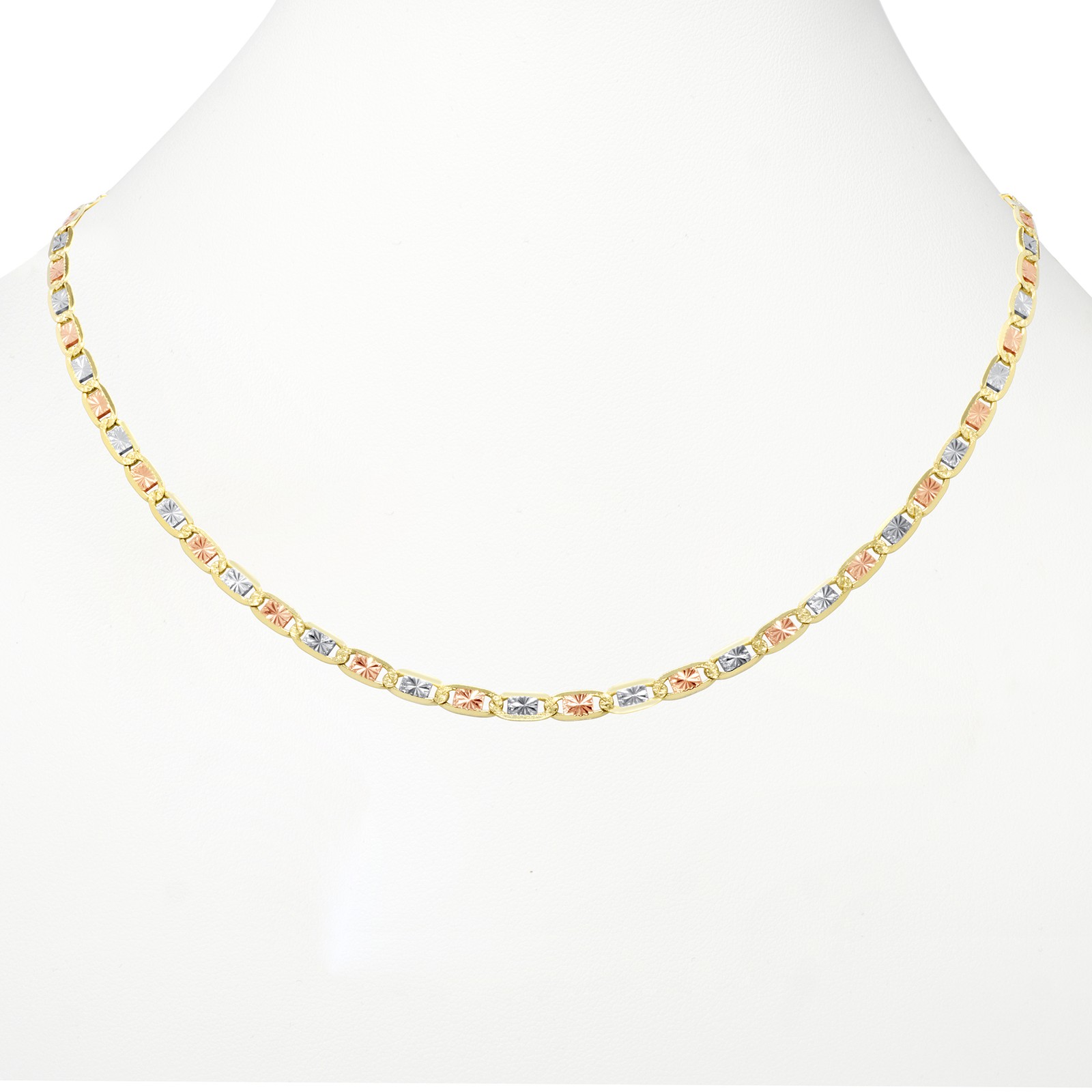 10K Yellow Rose White Gold 1.5mm-5mm Valentino Chain Necklace Bracelet 7″- 26″