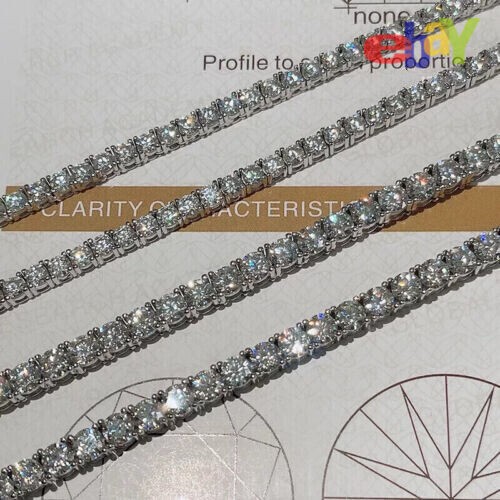 2-6.5mm 16-24″ VVS1 D Moissanite Tennis Chain Necklace 925 Silver Passes Tester