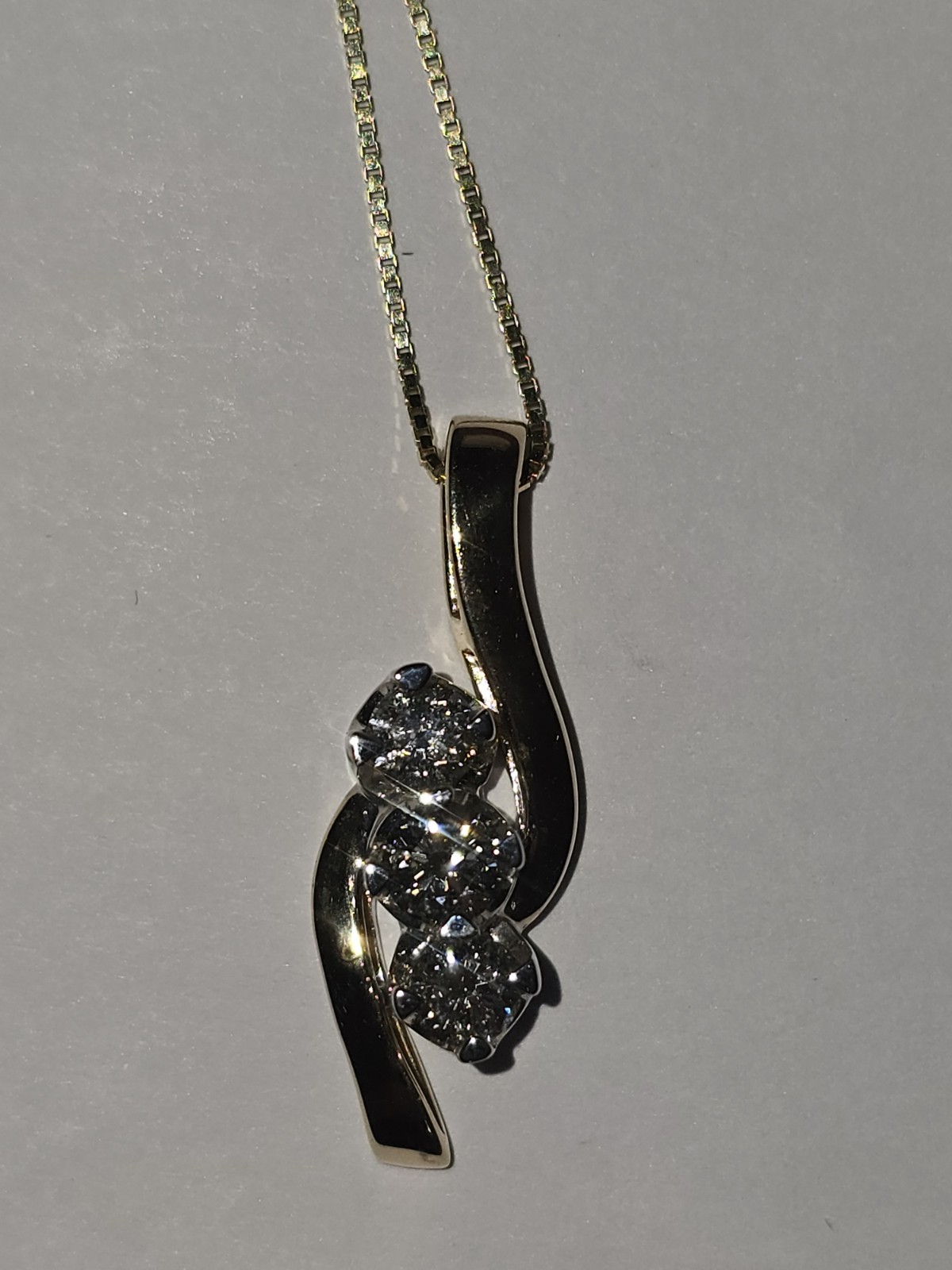 Solid 14K Two-Tone Gold 3/4 TDW Natural Diamond Journey Pendant With 10K Chain