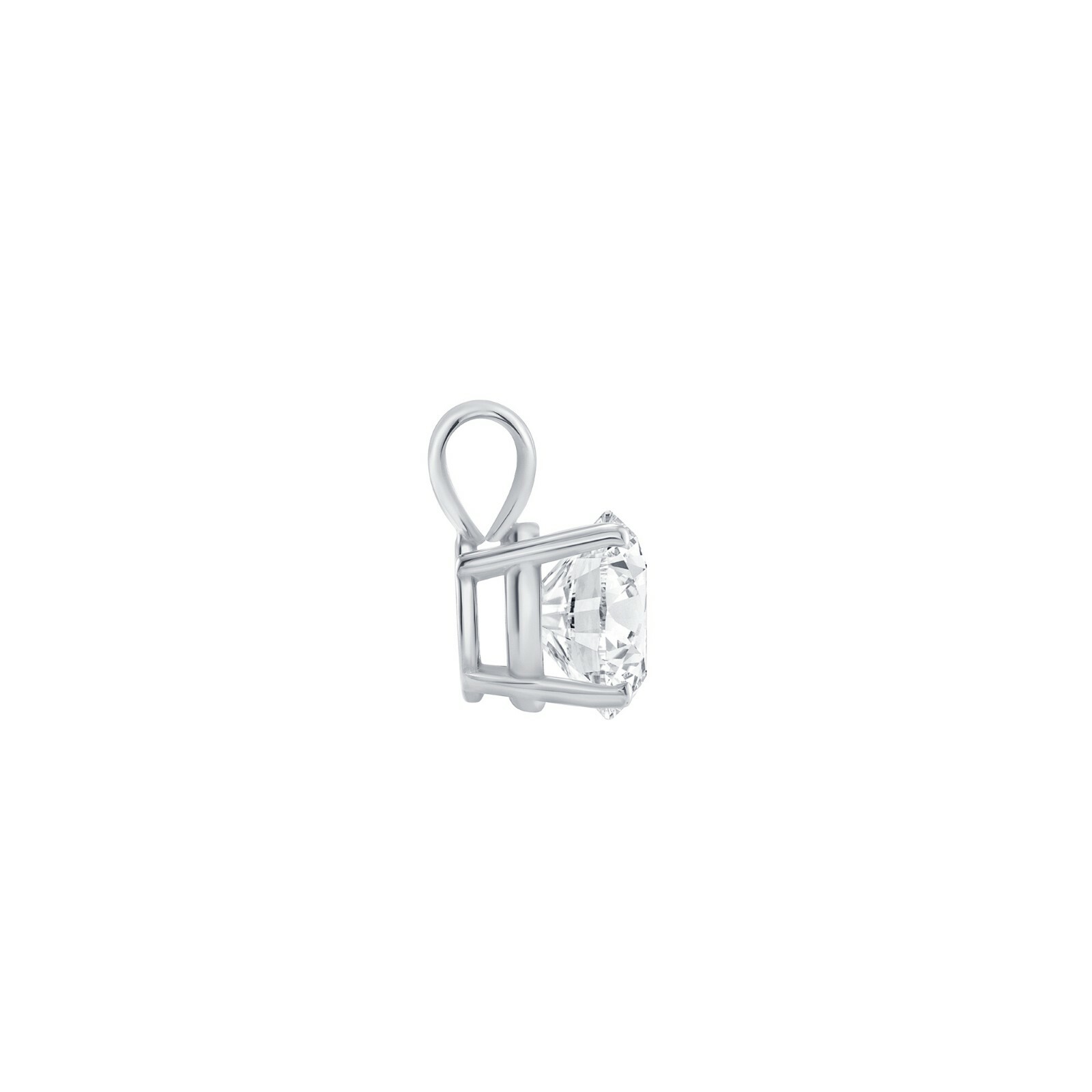 1 Ct Round Solid 14K White Gold Created Diamond Solitaire Pendant Necklace 18″