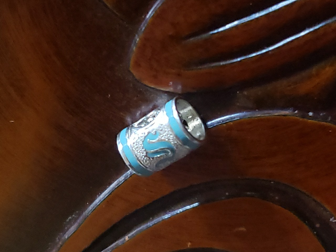 Hawaiian Baby Silver Initial Pendant Enamel 8mm X 6mm Slide Blue Letter