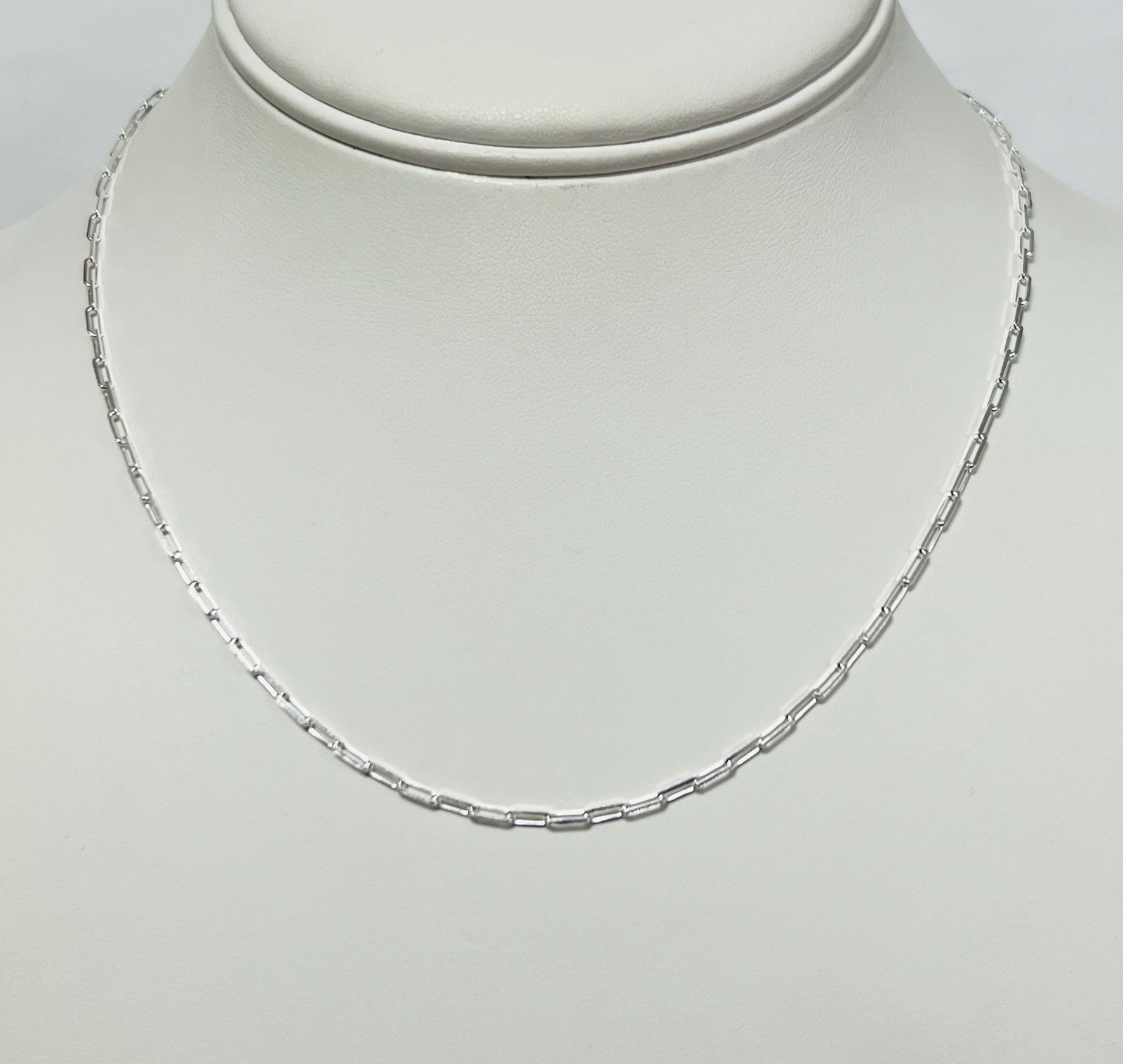 Sterling Silver 2mm Paperclip Link Chain Necklace 16 Inches