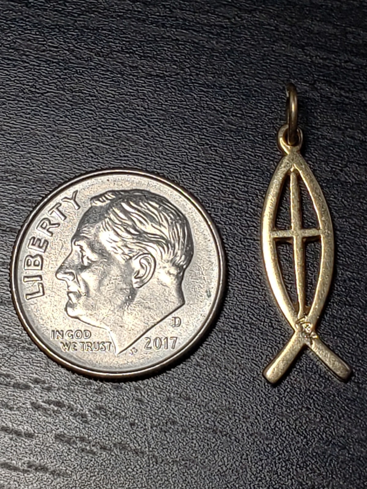 14 Karat Yellow Gold Ichthus With Cross Pendant