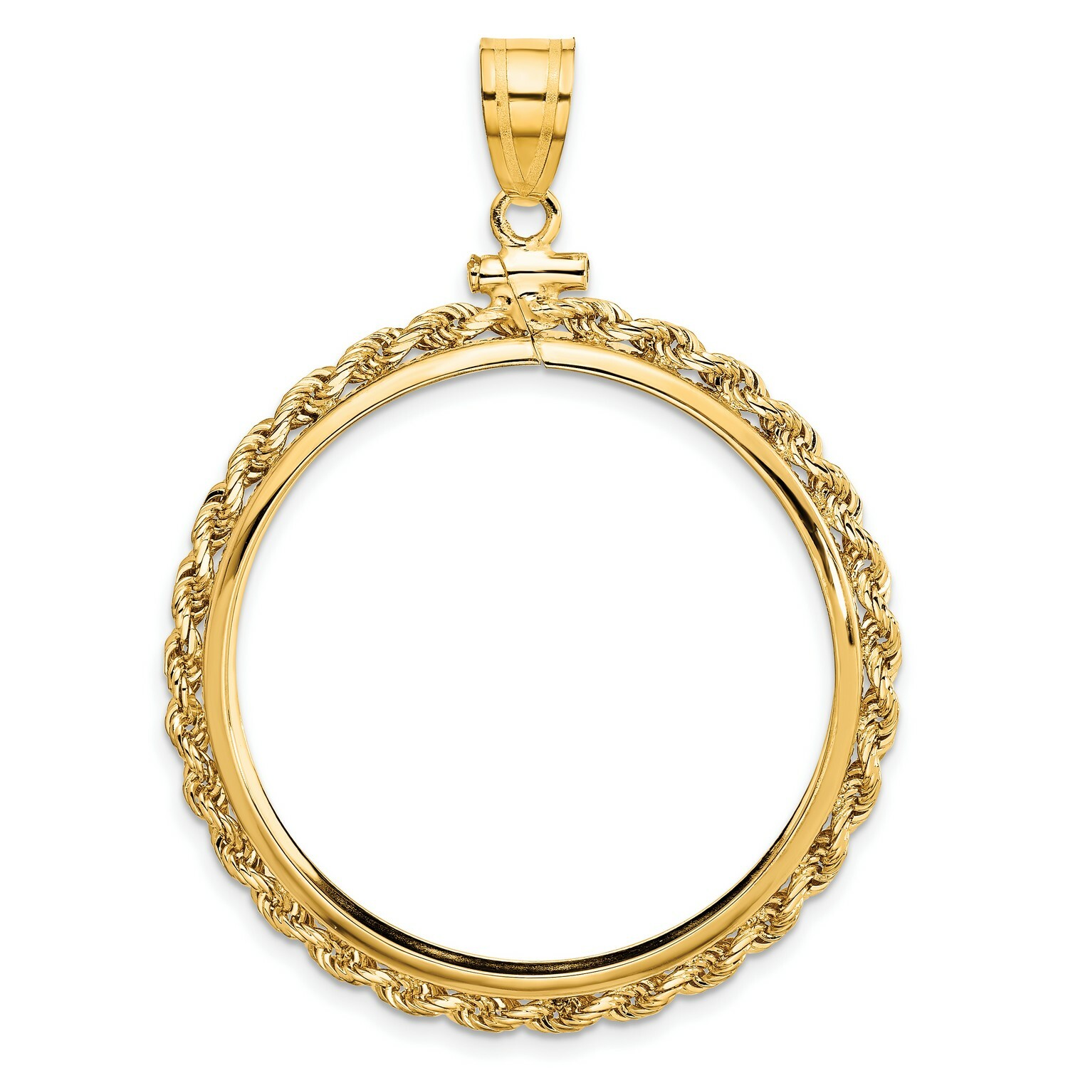 1986-Now $50 1 oz American Eagle Screw Top Small Knot Rope Coin Bezel 14k Gold