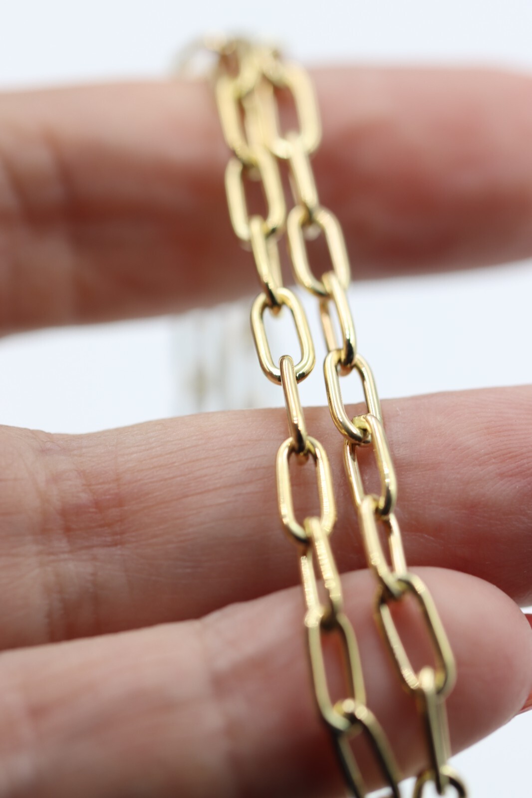 Genuine 9ct 9k Yellow Gold Handmade Paper Clip Paperclip 55cm Necklace