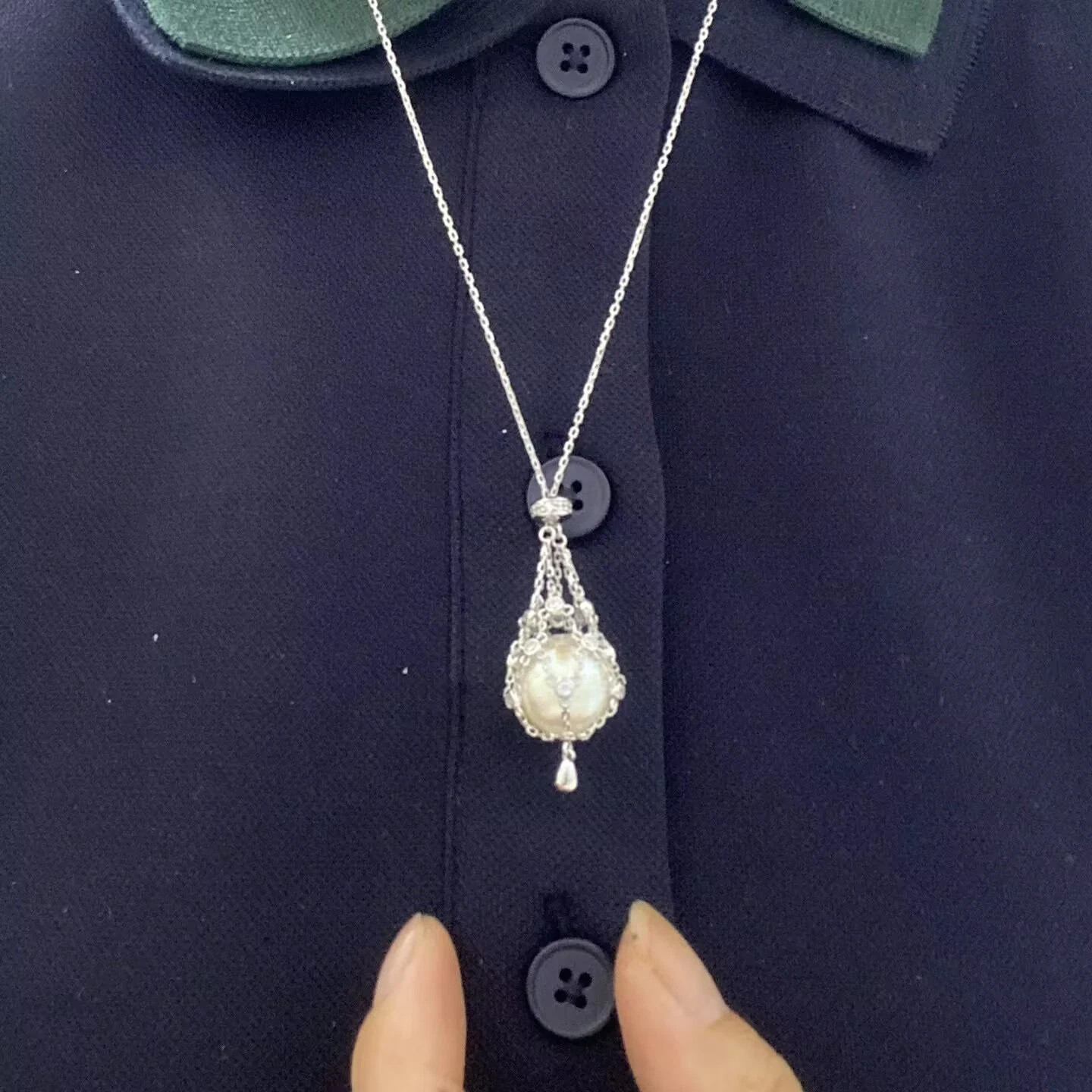 classic 11-12mm south sea round white pearl pendant 925s