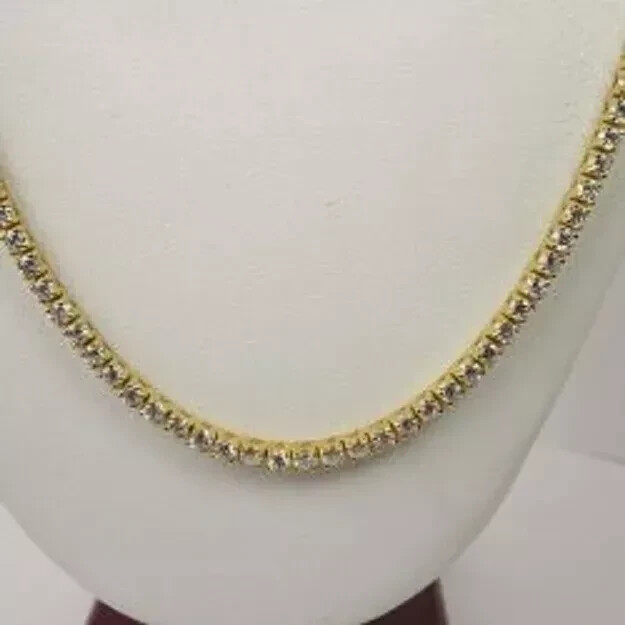 Women’s Tennis Necklace 16CT Round Cut LabCreated Diamond 14K Wh Gold Plated 18″