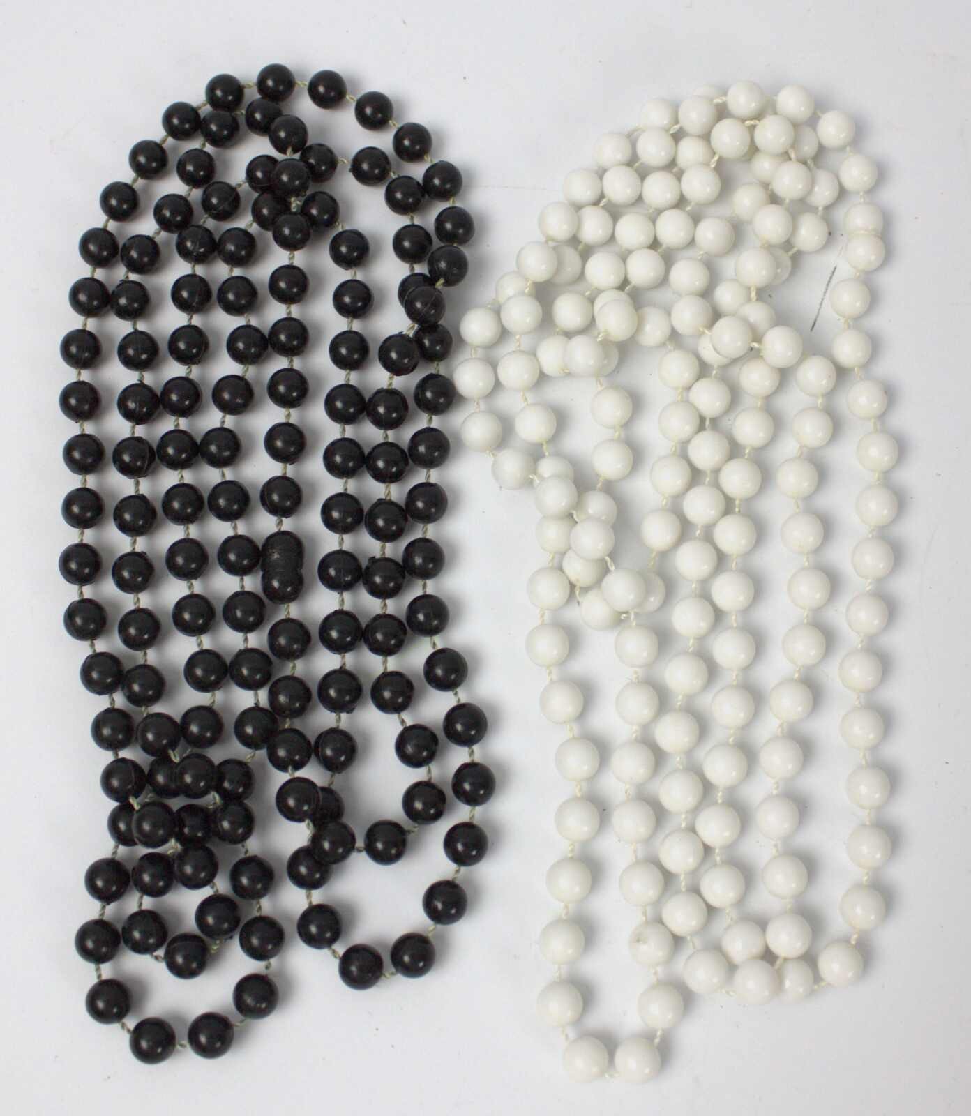 2 Long Fashion Pearl Necklaces, Black & White, Approx 70cm Long, 105-443