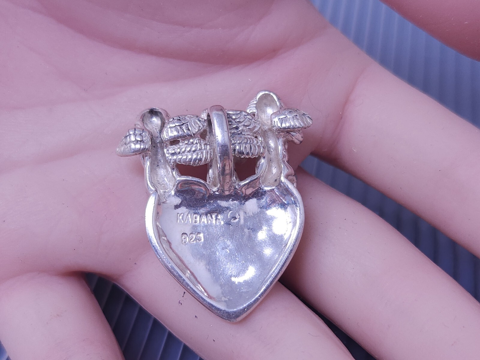 Vintage Sterling Silver KABANA Three ANGELS HEART Pendant