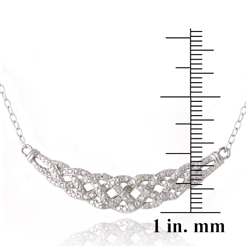 925 Silver 1/10ct Diamond Intertwined Braided Necklace, 18″