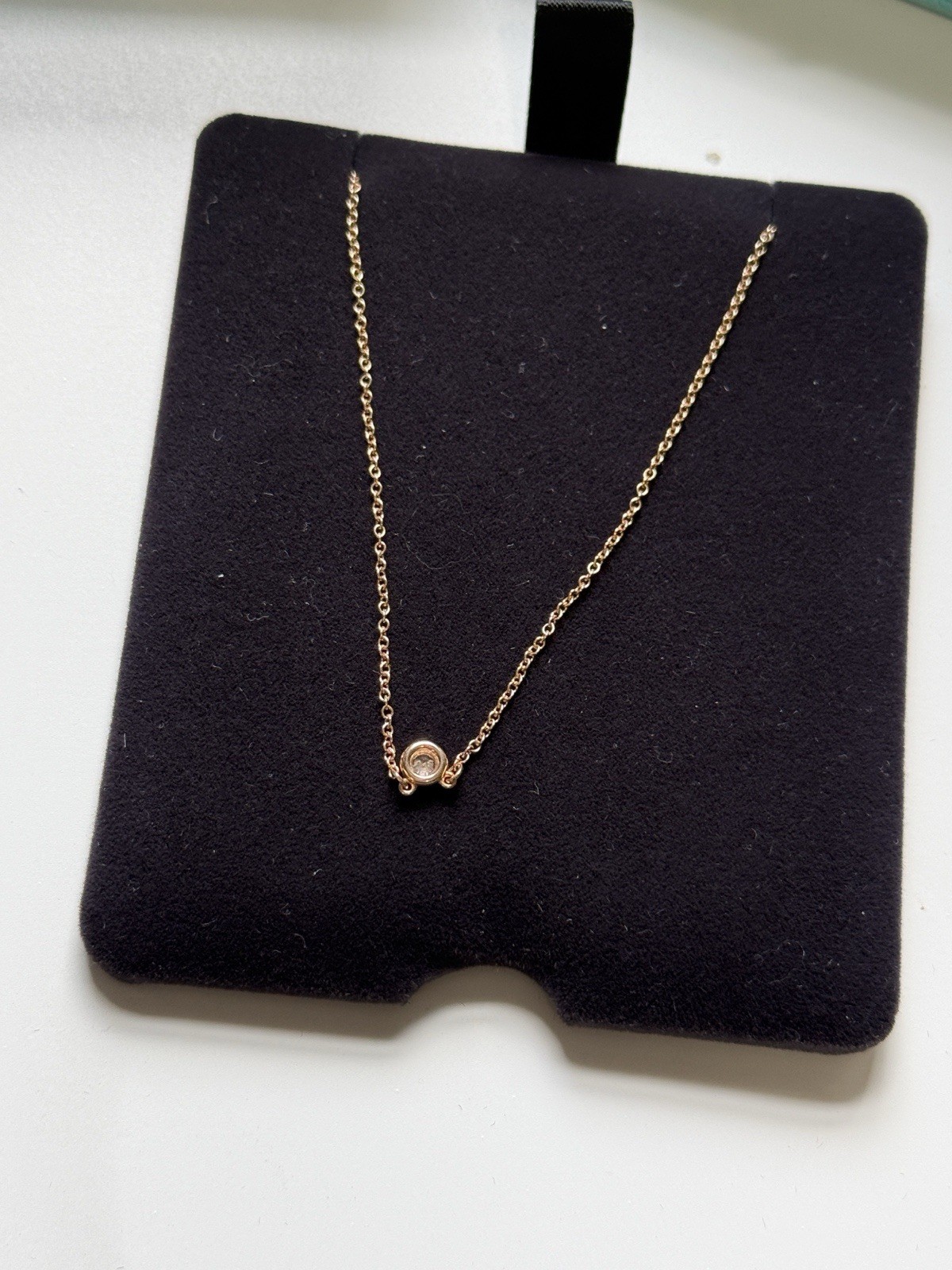 Tiffany and Co Elsa Peretti Rose Gold Single Diamond Necklace