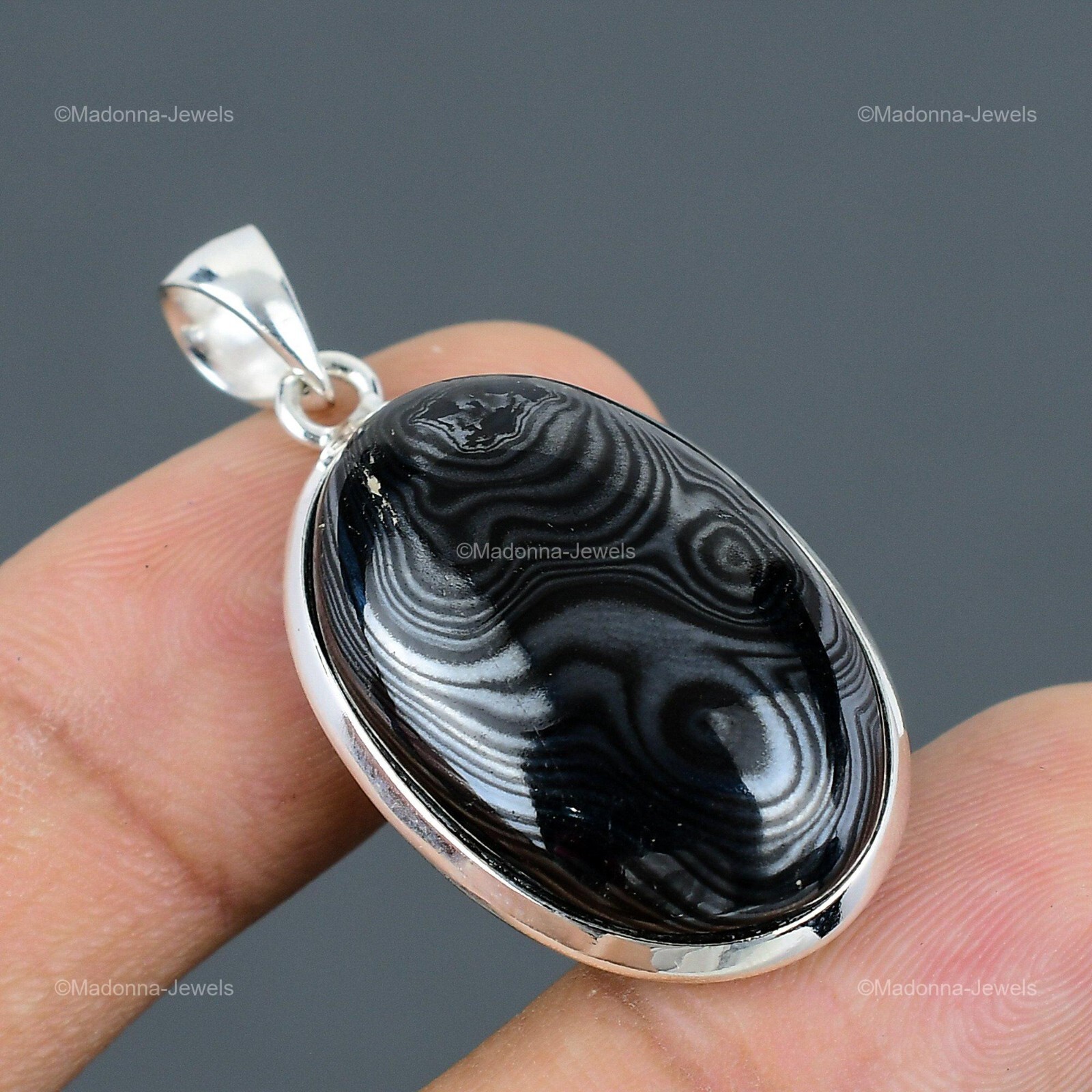 Valentines Deal Psilomelane Gemstone Sterling Silver Engagement Birthday Pendant