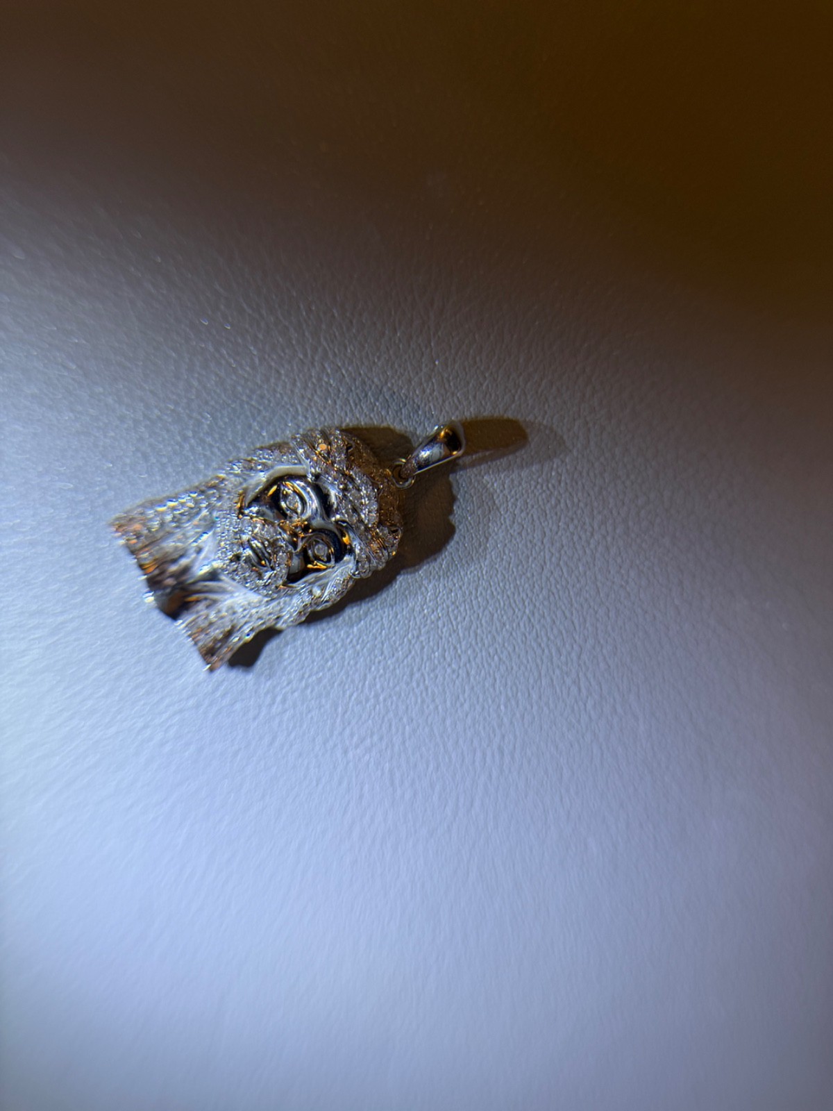 10K White Gold Real Diamond Jesus Piece Pendant Charm Caged Back Genuine