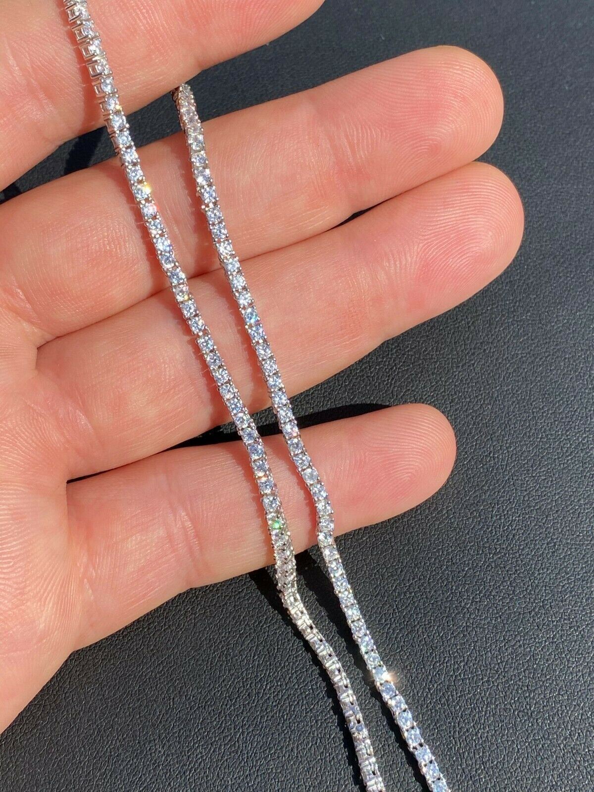 2mm Women Tennis Chain MOISSANITE Necklace Hip Hop Men 925 Sterling Silver GRA