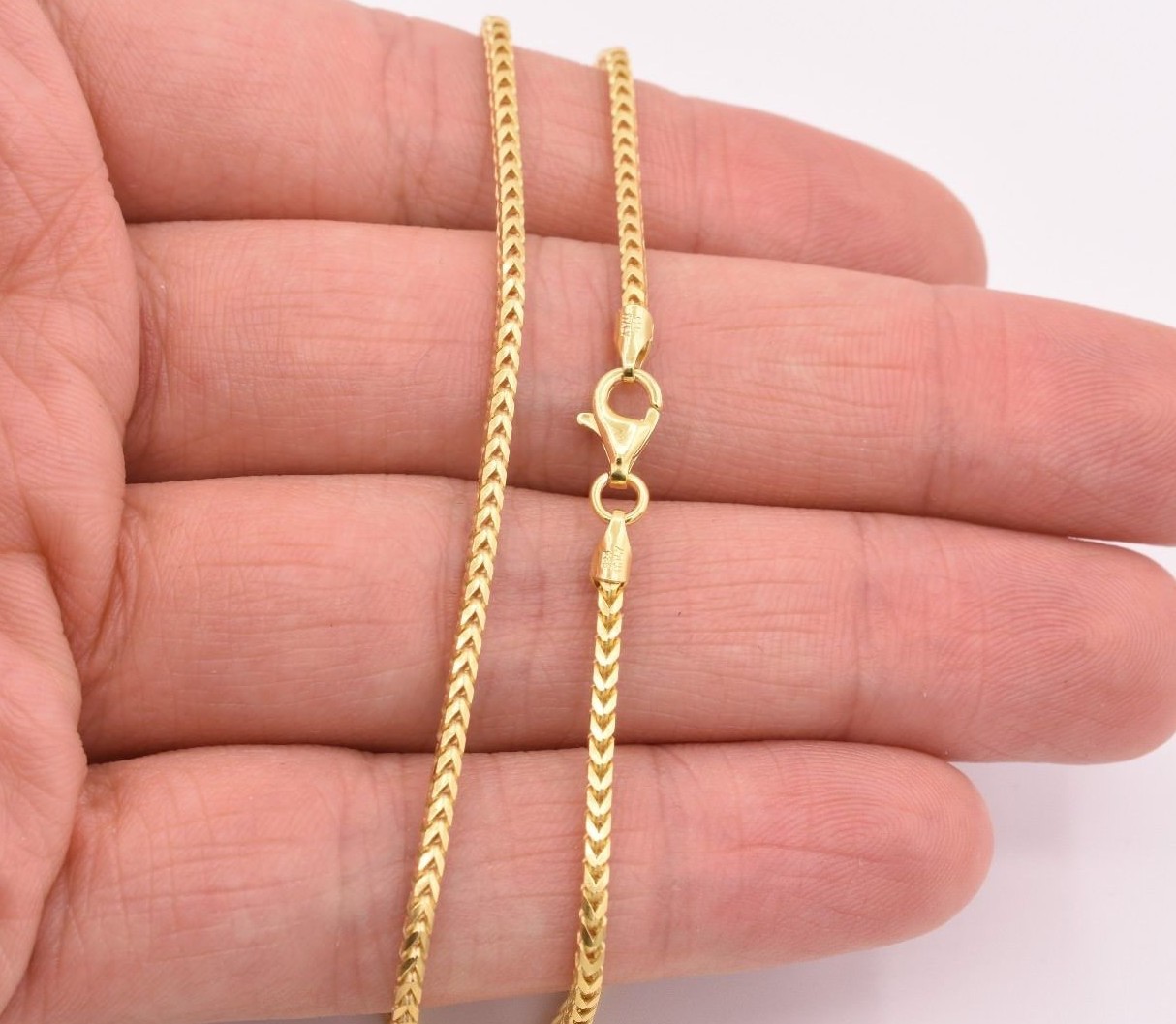 1.8mm Franco Solid Chain Necklace 14K Yellow Gold Plated Silver 925 ITALY