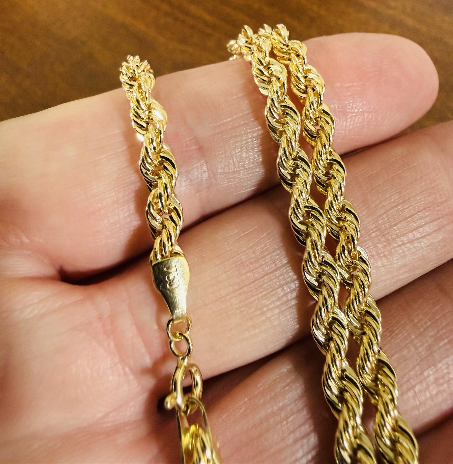 18K 750 Dubai Fine Genuine Gold Rope Chain Necklace 23.5” /24 Long 9.43g 4mm