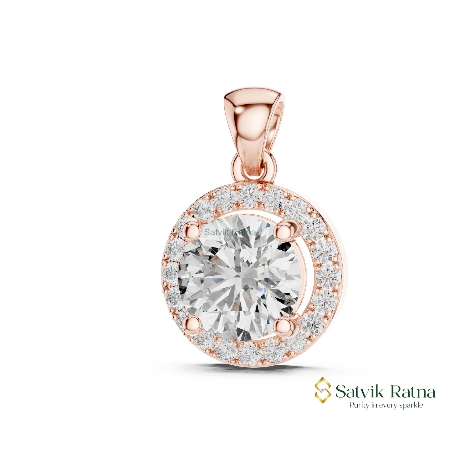 Wedding Lab Grown Diamond Custom Made Women Pendant 14K Yellow Gold Round IGI