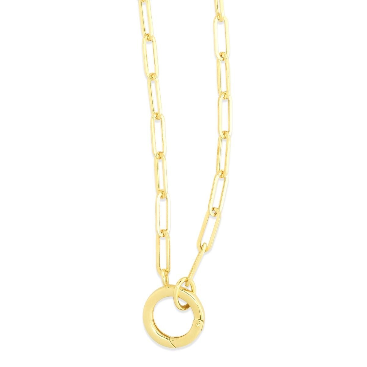 14k Yellow Gold Charm Clasp PAPERCLIP Link Chain Necklace 18 Inch 4 grams 3.2MM