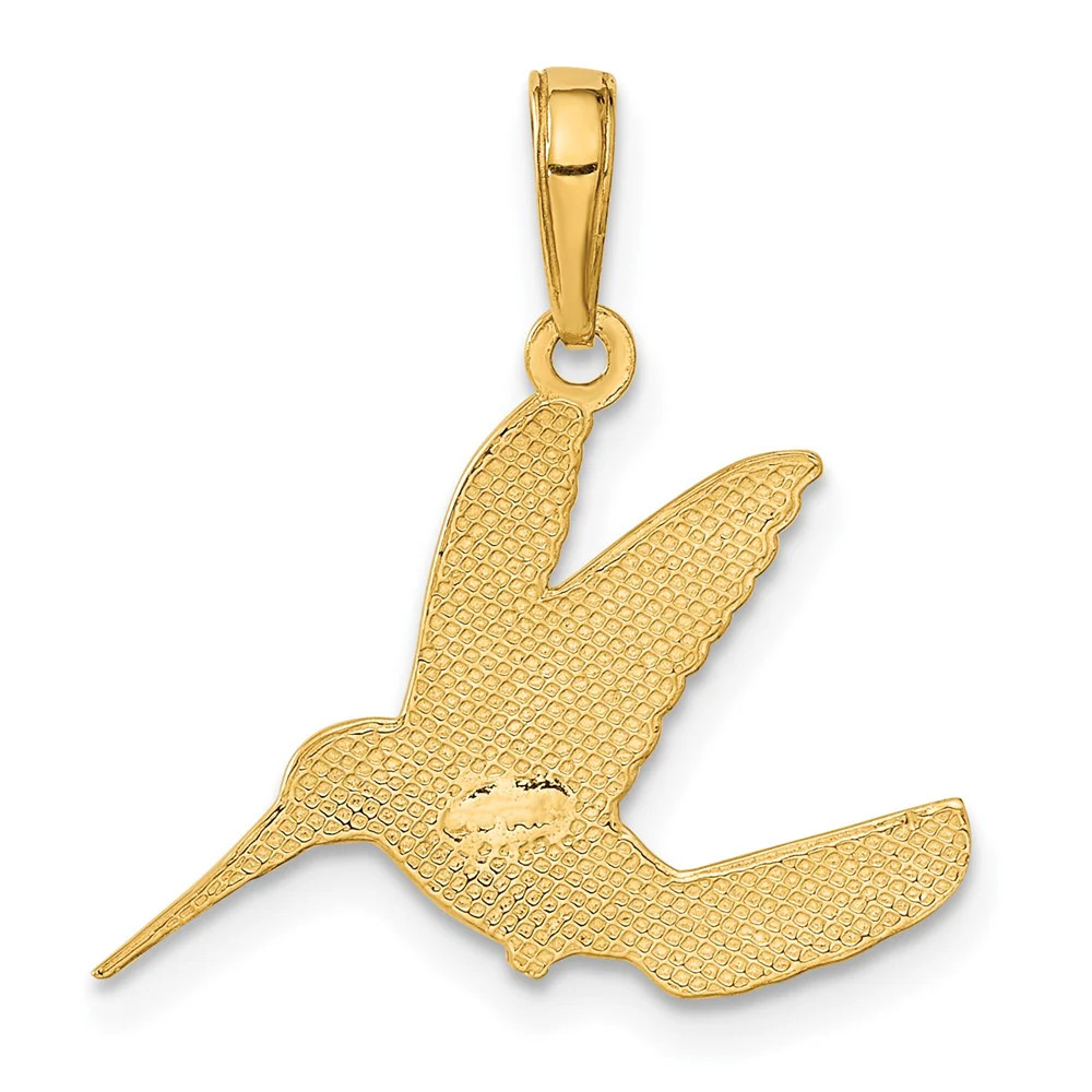 10K / 14K Yellow Gold Hummingbird In Flight Pendant