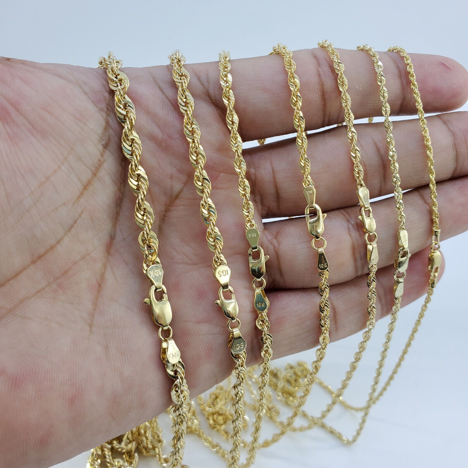 14K Yellow Gold Plated 925 Silver 1.5mm-6.5mm LaserRope Chain Necklace 16″- 30″