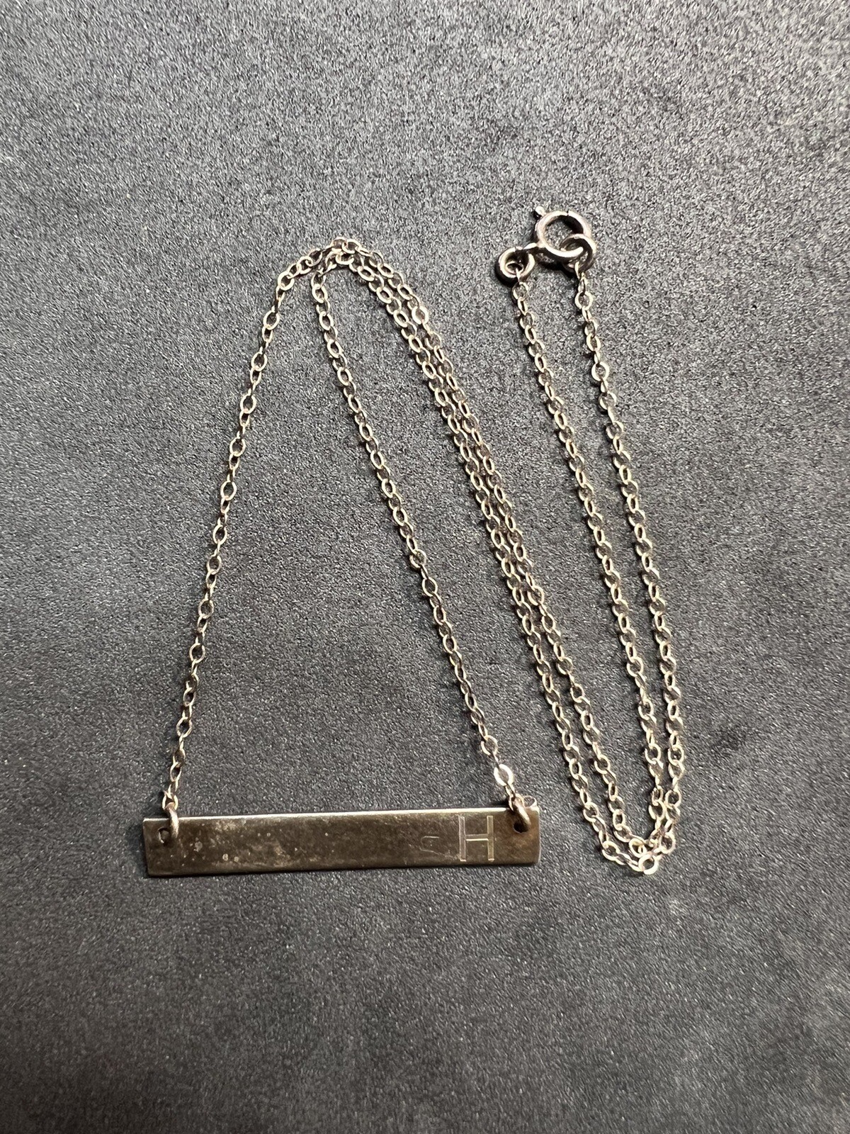 3.5g Vintage Sterling Silver 925 “H” Bar Necklace 18” Jewelry lot N