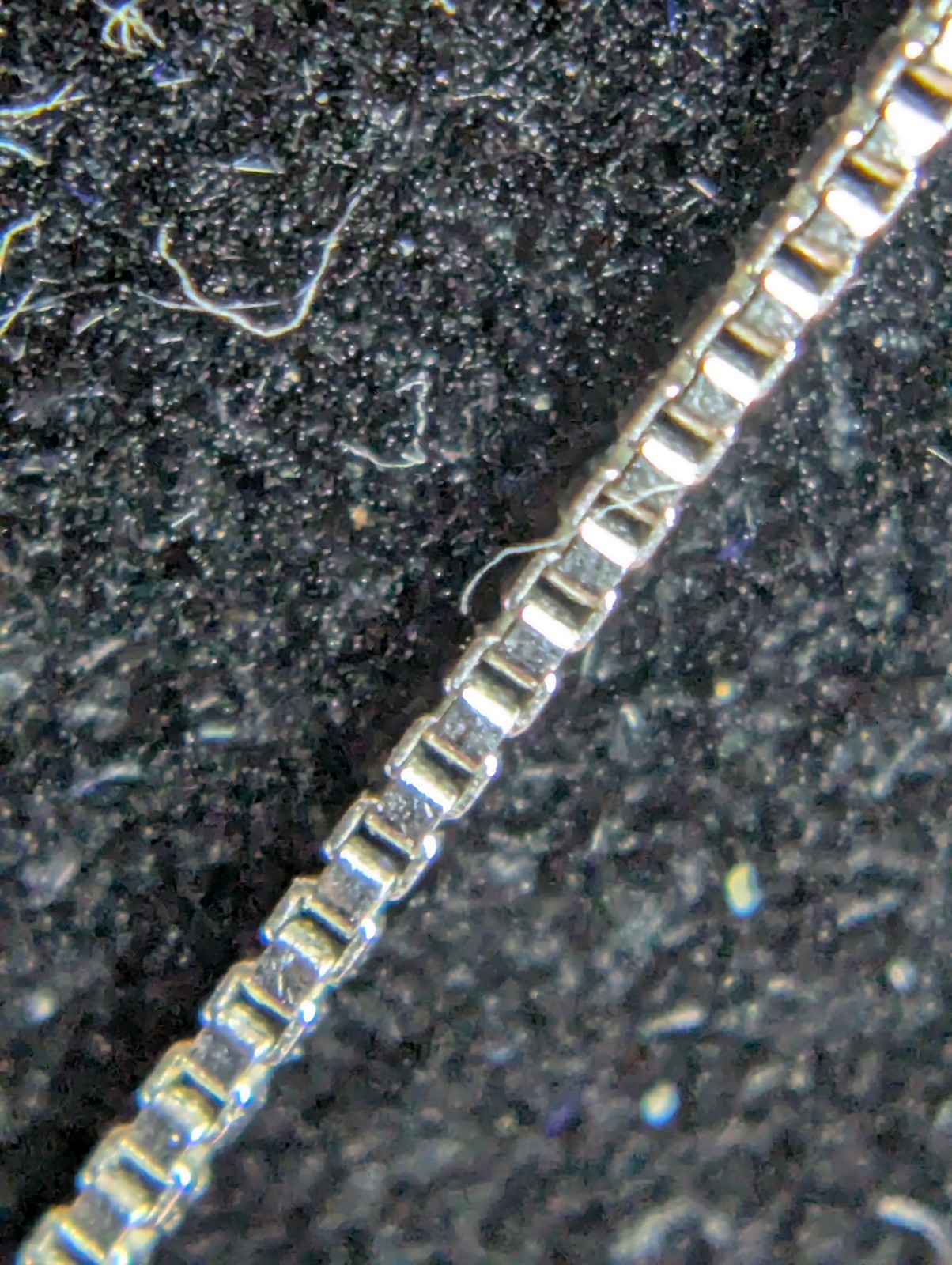 Vintage 14K Solid White Gold Box Chain Necklace 18″ Sparkling Jewelry Gift