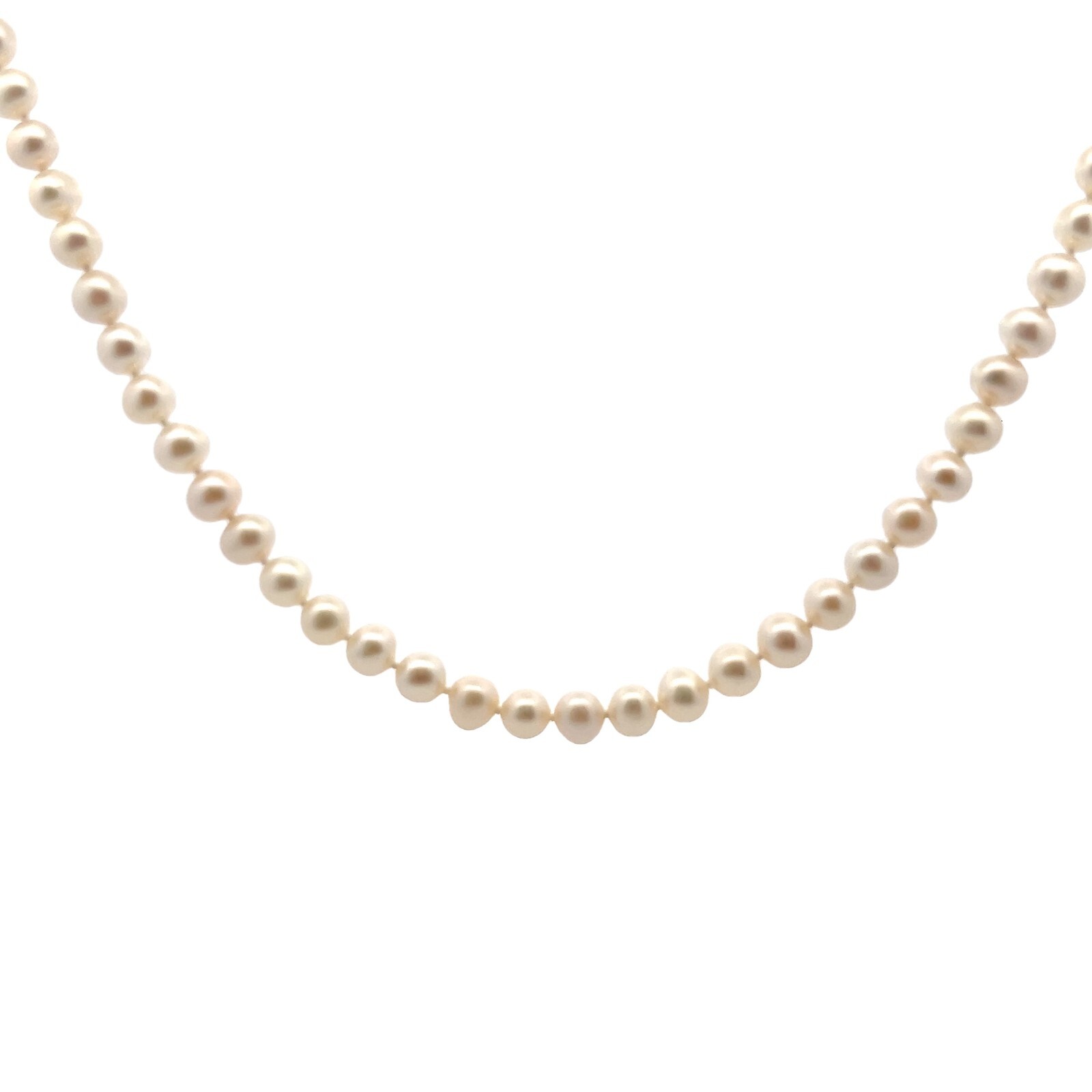 6.5-7mm Genuine Cultured Freshwater White Pearl 14K WHITE GOLD Necklace 18 inch