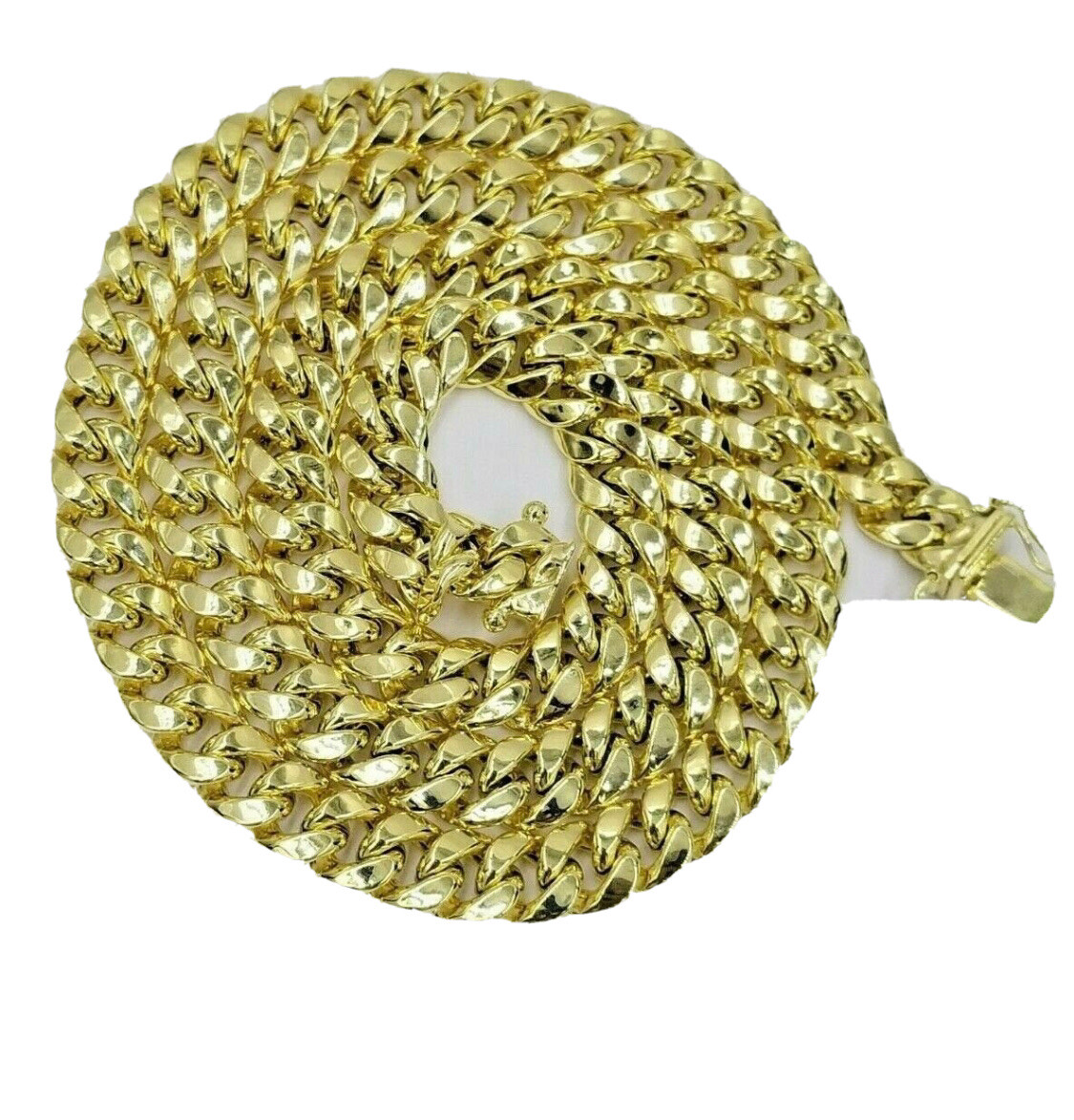 10K Solid Yellow Gold Royal Miami Cuban Link Chain 9mm 22″ Inc Necklace Box Lock