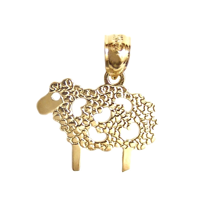 New 14k Yellow Gold Sheep Pendant