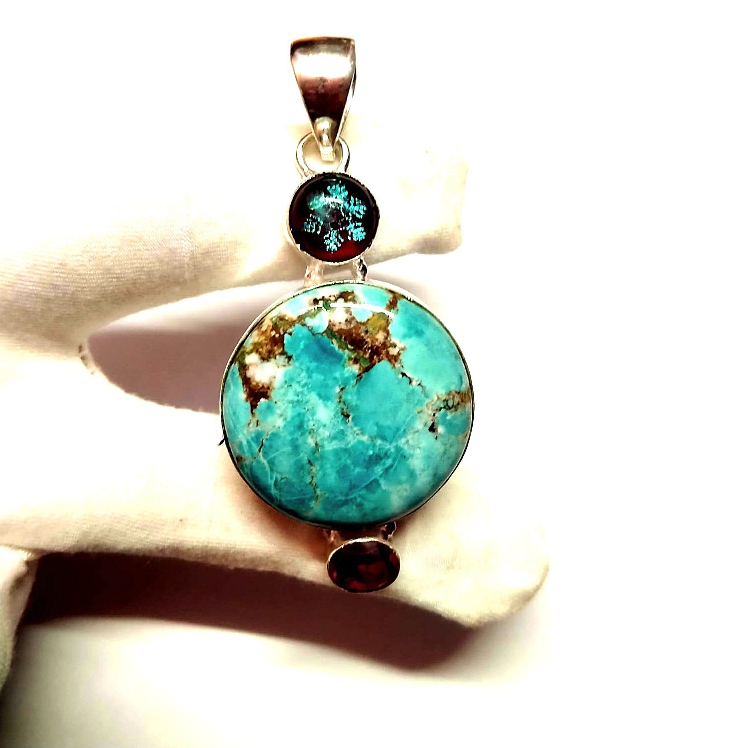 Multicolor Gemstone Handmade 925 Sterling Silver Jewelry Pendant Sz-2.4″