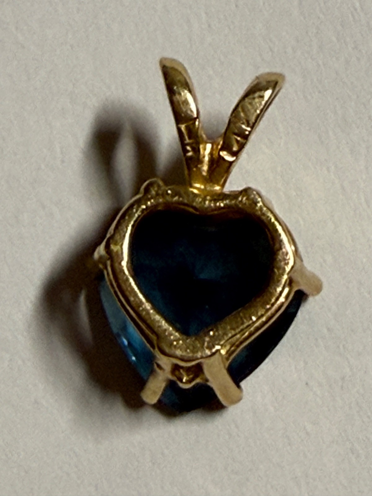 14Kt Gold 8mm Heart London Blue Topaz Gemstone 1/2″ x 1/3″Inch Pendant