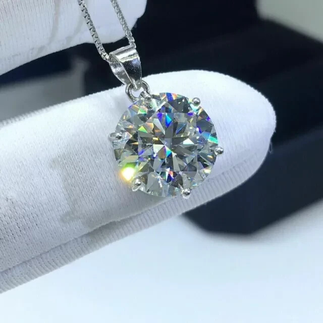 4.00Ct Round Cut Lab Created Diamond Solitaire Pendant 14K White Gold Finish