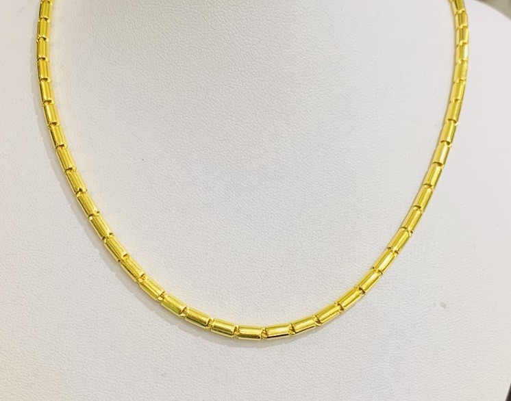 Handmade 24K Solid Yellow Gold Flexible Bar Link Necklace24.5Inches 35.60GM(2.9m
